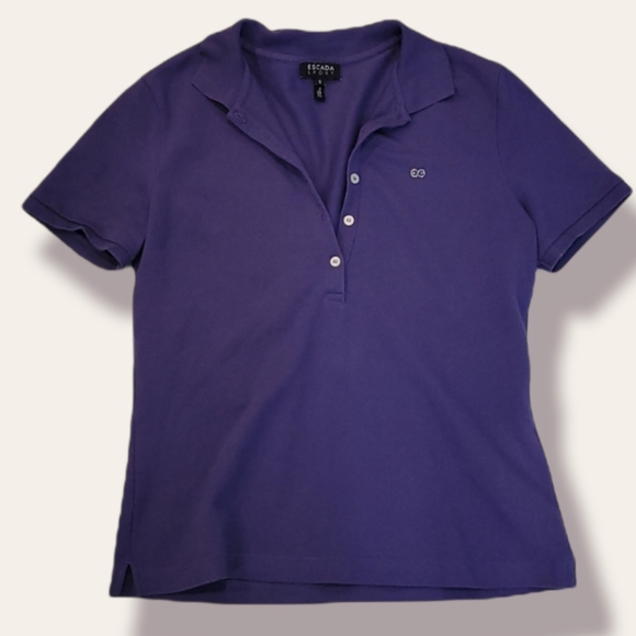Escada Sport Purple Pique Cotton Polo Short Small - Picture 5 of 13